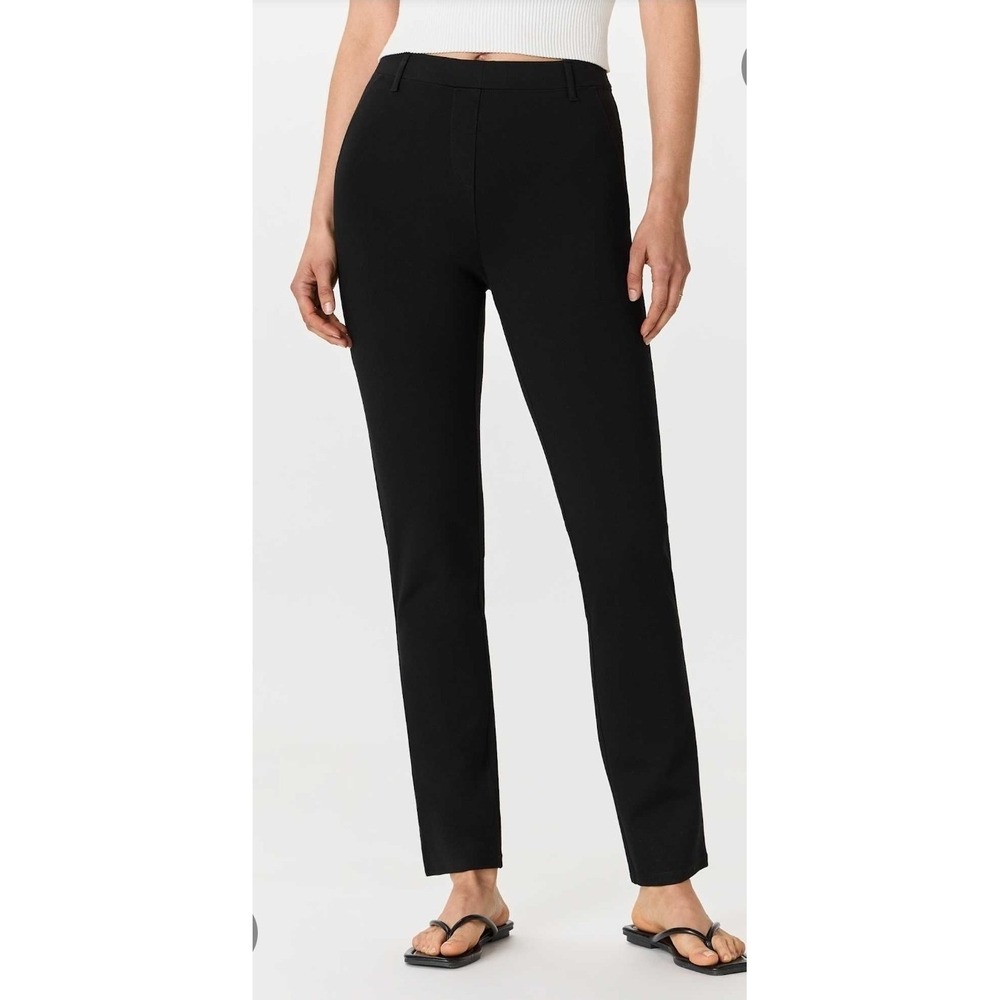 Quince Women's Black Ultra-Stretch Ponte Pants Straight Leg Size Medium 30"